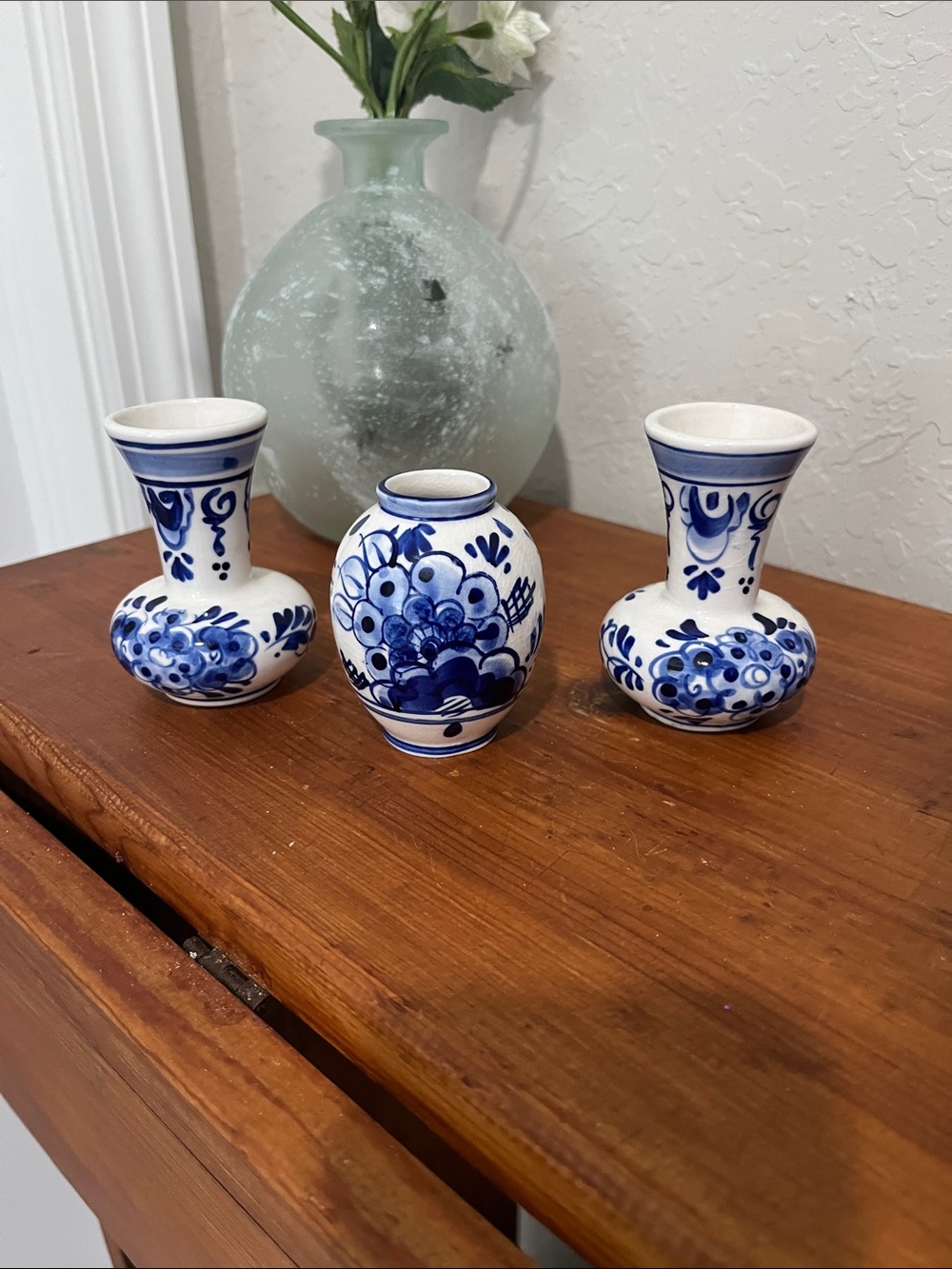 Vintage Delph Holland by Elesva Hand-Painted Ceramic mini Vases - Set of 3